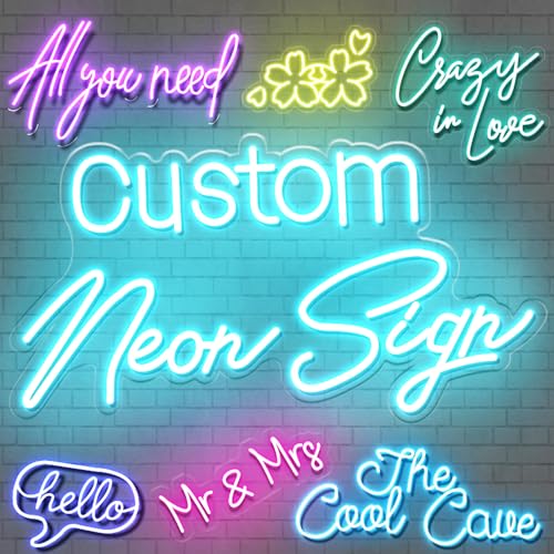 KNSWE Custom Neon Signs Neon Sign Customizable for Wall Decor Personalized Dimmable LED Neon Signs for Family Birthday Wedding Party Bar Game Room Night Light Company Logo