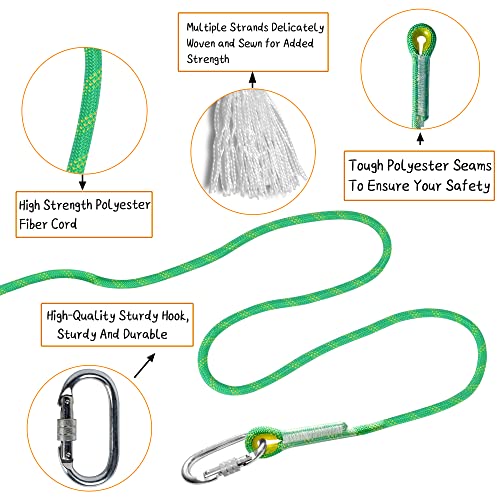 Emekian 14Mm Green Indoor Outdoor Climbing Rope, 20M(65Ft) Static Rock Climbing Rope For Escape Rope, Ice Climbing Equipment, Fire Safety Rescue Rope, With Non-Slip Gloves #TOP1