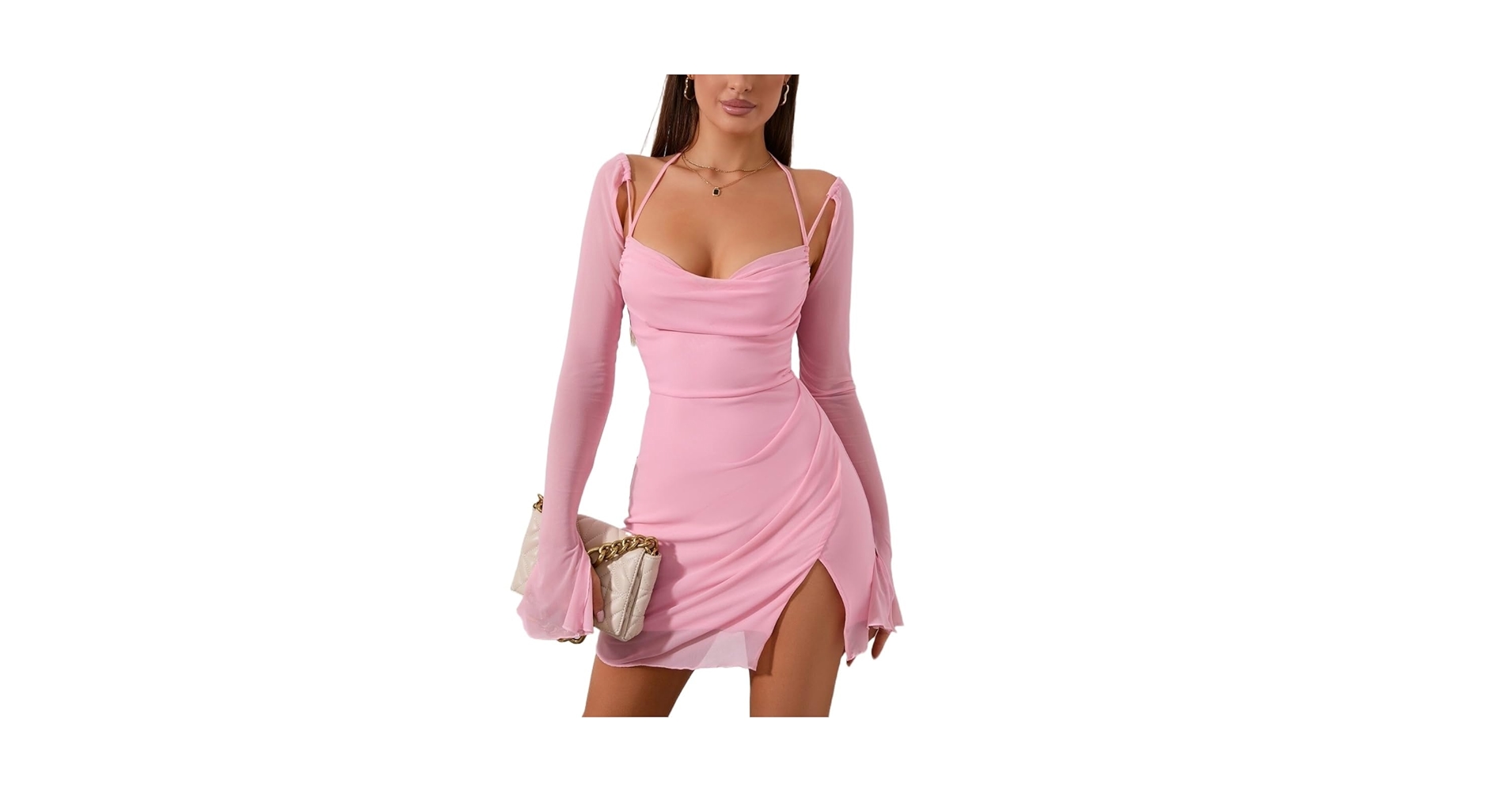 新品未使用　FOXEY Adeam/RuchedDress/S ピンク XS Kiersey Halter Knit Dress | Tadashi Shoji