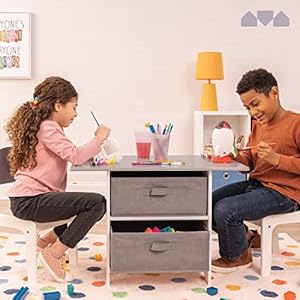 Milliardkidsactivityplaytableandchairsetwoodwithstoragebasketsarttableplaysetfurniturewithmoderngraycolors Urban Country Home Decor Milliard kids activity play table and chair set wood with storage baskets art table playset furniture with modern gray colors urban country home decor