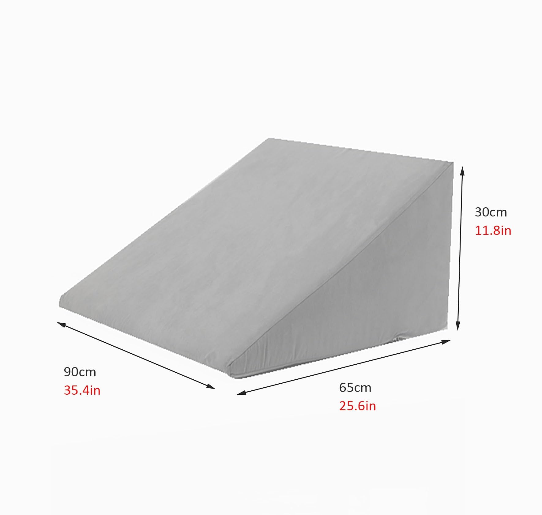 cuña antireflujo adulto Cuña de almohada triangular para cabecera doble, cuña de almohada de esponja de alta densidad con funda de tela, almohada de cuña para aliviar el dolor de espalda, gris(65x90x3