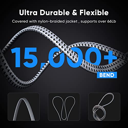 Ariskeen Cat 8 Ethernet Cable 6 Ft 2 Pack, Nylon Braided High Speed Cat8 Network Lan Patch Cord, 40Gbps 2000Mhz Shielded Rj45 Flat Internet Cable In Wall, Indoor & Outdoor For Modem/Router/Pc (Grey) #TOP6