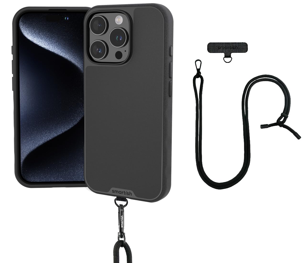 Smartish® iPhone 16 Pro MagSafe Case with Crossbody Lanyard Strap - Gripmunk - [Slim + Protective] Magnetic Slim Case with Universal Detachable