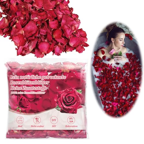 Hurifeng 100g Blütenkonfetti - 100% echte getrocknete Rosenblätter biologisch abbaubare getrocknete Rosenblätter - Rosenblätter Deko für Geburtstage & Hochzeiten (Rot)