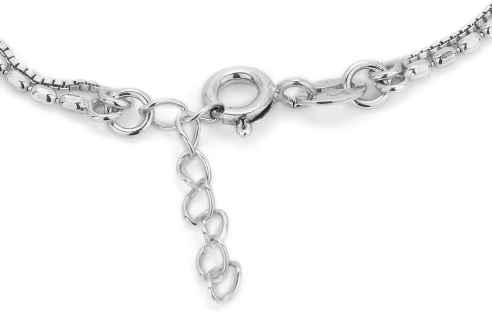 Vanbelle Sterlng Silver Jewelry Silver Beaded and Multi-layered Chain Bracelets with Rhodium Plating for Women - Handcrafted and Light-weighted