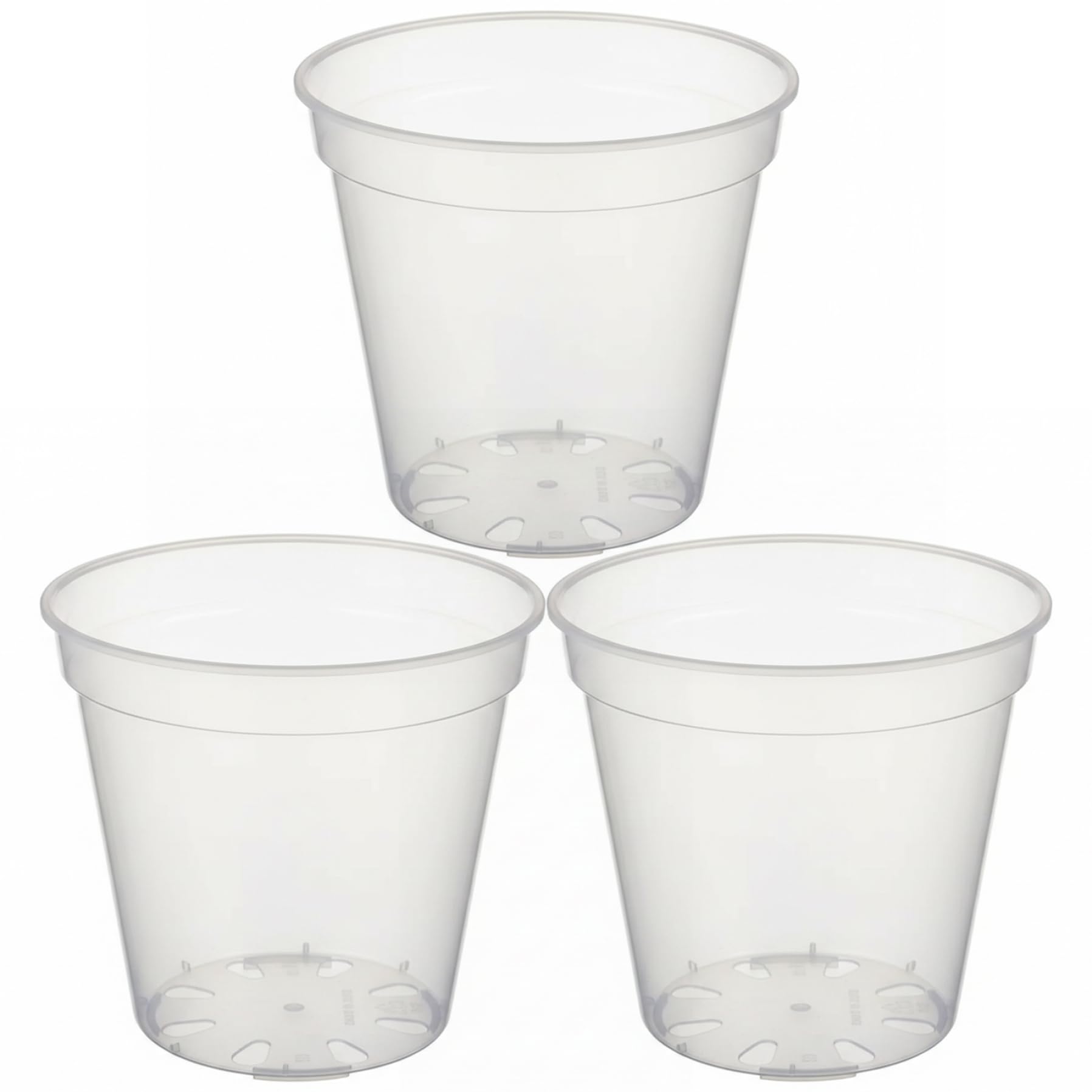 Otbushit Sturdy Plastic Clear Plant Pots with Drainage to Monitor Roots, 3 Pack 8 Inch Nursery Pots for Indoor Outdoor Plants