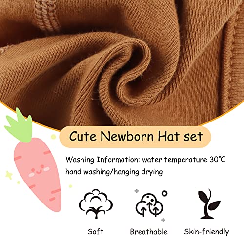 Image of JANGANNSA Newborn Baby Hospital Hat Infant Set Head Cap Lovely Ears Belt Beanie 0-8Months