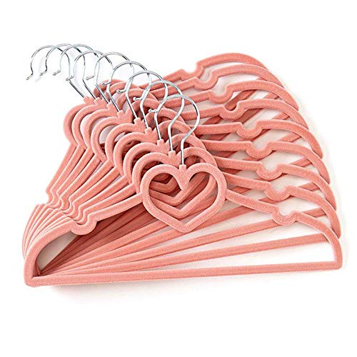 Kit 30 Cabides de Veludo Coração Rosa Nude