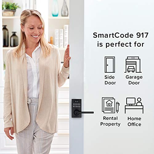 Kwikset 99170-005 Smartcode 917 Keyless Entry Contemporary Residential Keypad Electronic Lever Lock Deadbolt Alternative With Halifax Door Handle And Smartkey Security, Polished Chrome #TOP2