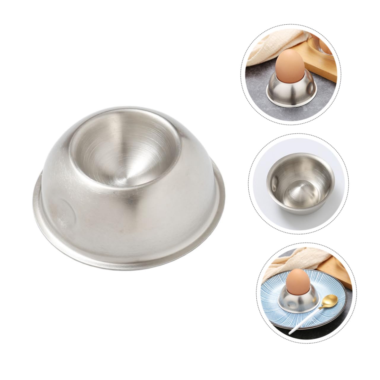 Unomor Egg Tray Round Condiments Ramekins Egg Stand for Display Egg Topper Dispenser Container Egg Holder Cups Condiment Container Soft Boiled Egg Cups Mini Eggs Silver Stainless Steel