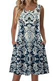 Zeagoo Women's Cotton Dresses Sleeveless Mini Tank Dress Casual A-Line Summer Beach Floral Sundress