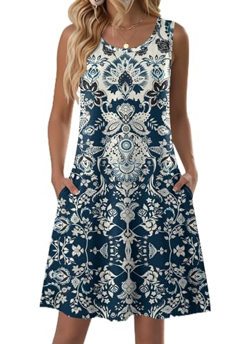 Image of Zeagoo Womens Summer Dress 2026 Sleeveless Casual A-Line Tshirt Sundresses