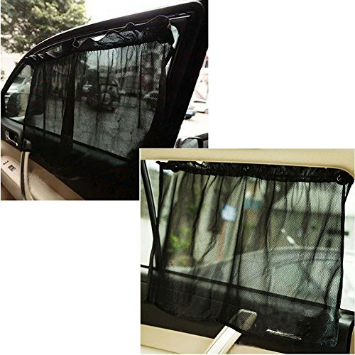 Szss-car AutoSunShine Lot de 2 pare-soleil réglables en maille pour fenêtre de voiture avec ventouse Noir Cover