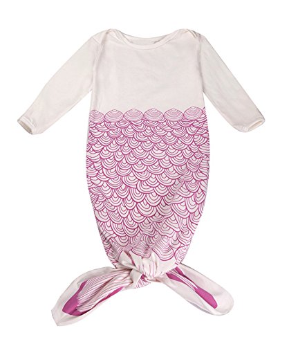 Mrotrida Newborn Swaddle Blanket Cute Baby Onesies Long Sleeves Mermaid Print Sleepwear Gowns Small Rose