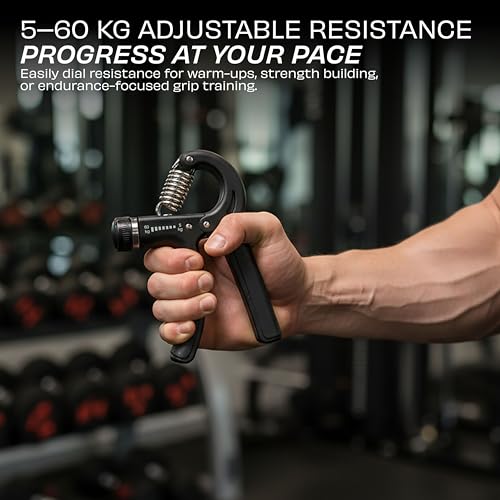 Image of Nivia Hand Grip 2.0 for men and women with 5 to 60 kg adjustable resistance, Steel spring, Anti-slip grip, Durable, Grip For Forearm Strength Training (Black)