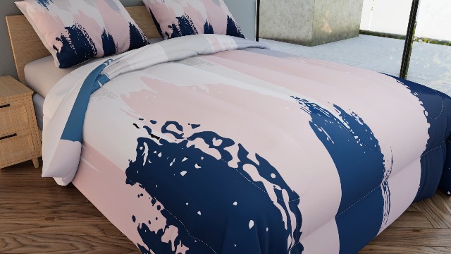 Amazon.com: Feelyou Pink Navy Blue Graffiti Comforter Set for