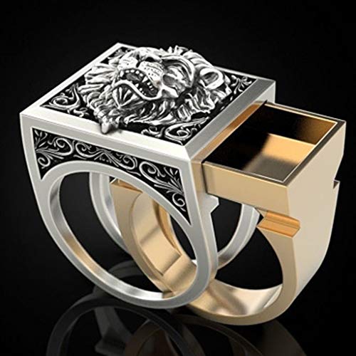 #N/A Moda Masculina Combinada Com Anel De Leão E Hip Hop Viking Anéis Prata 925 Presente Para Homens