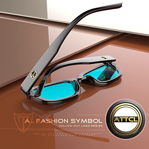 ATTCL Polarized Sunglasses for Women Men Fashion Trendy Golden Circle Rectangle Sunglasses4