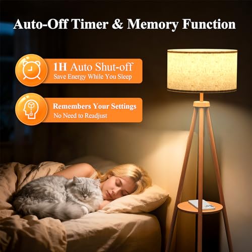 Lampadaire LED télécommande réglable avec étagères de rangement - 5