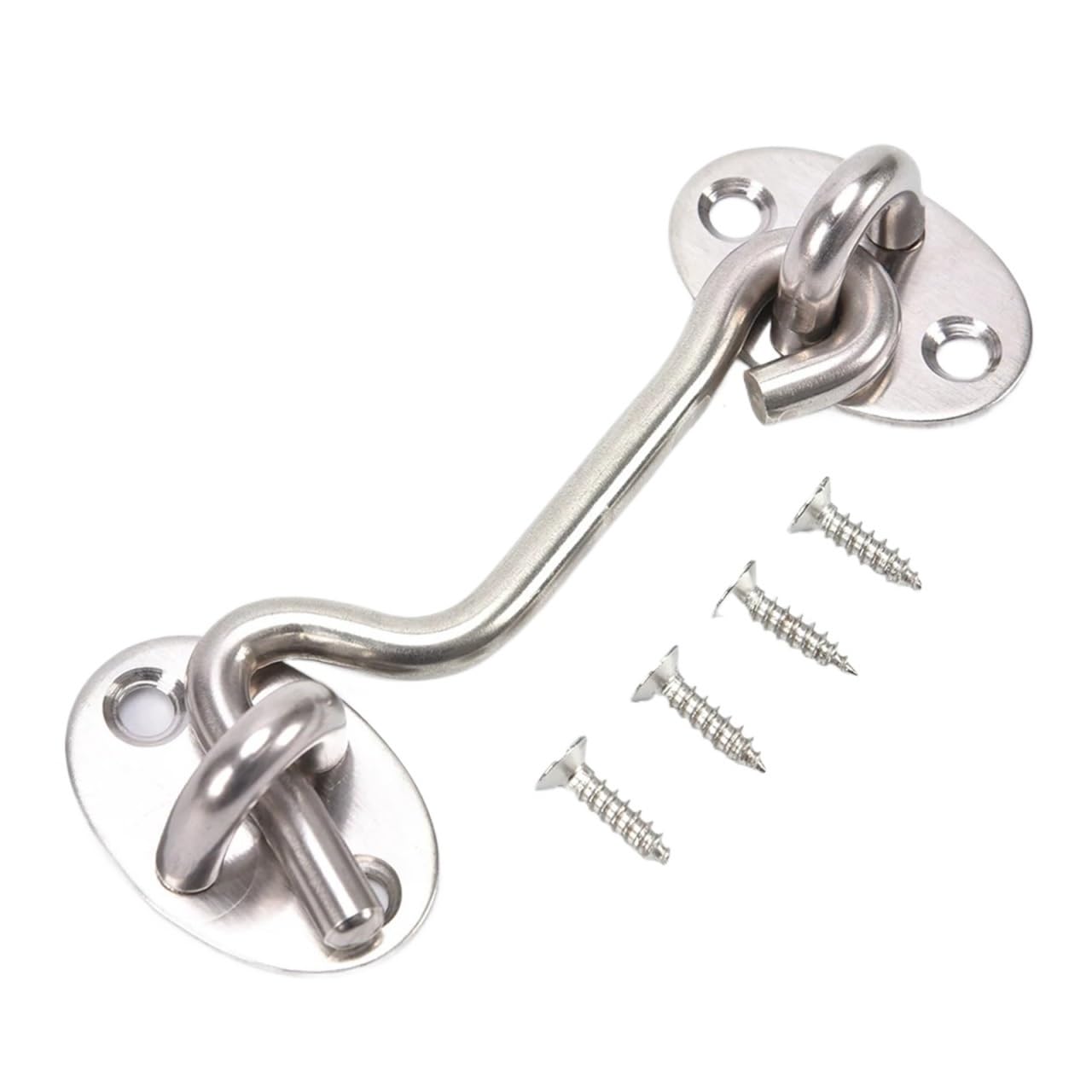 Zntihz One Color 4Pcs 3/4/6/8/10/12Inch Stainless Steel Cabin Hook Eye Shed Gate Door Latch Cabinet Window Catch Holder Lock For Wooden Doors,Windows(3Inch)