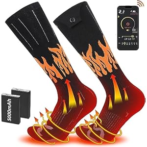 Heated Socks Rechargeable Electric Heated Socks for Men Women – 5V/5000 mAh Battery Powered Foot Warmer Stockings with APP Control for Winter Hunting Skiing Camping Hiking