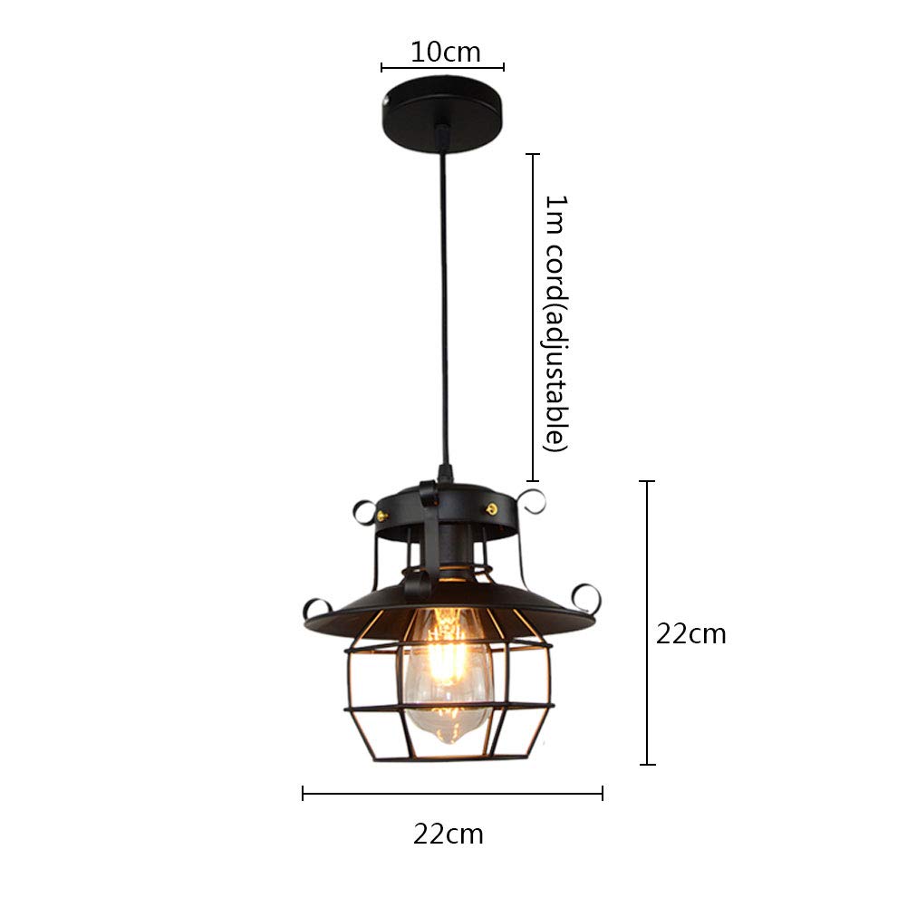 OUKANING Retro de la Lámpara Negro Iluminación Interior Industrial E27 Lámpara de Techo Luz Colgante Retro Metal para Restaurante Cafetería Decoración Industrial