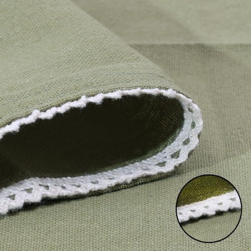 Image of The Home Talk Lace Table Napkins -Cotton Linen Blend Dinner Cloth Napkins for Parties,Dinners, Weddings, Cocktail&Christmas Decor|Soft,Reusable&Machine Washable|18 x 18 Inches (12, Seige Green)