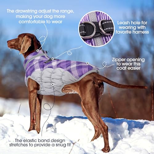 Image of FUAMEY Dog Cold Weather Coats Reflective Dog Warm Jacket with Harness