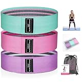 Resistance Hip Bands, 3er-Set Fitnessbänder aus Stoff, 60/90/120 lbs, Trainingsband, Yogaband, Loop Bänder Widerstandsbänder Set für Po, Beine, Pilates & Krafttraining, Inkl. Guide