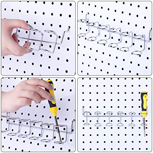 2 Pieces Six-Tool Multi-Tool Holder Accessory Pegboard Accessories Multi-Ring Tool Holder for Pegboard