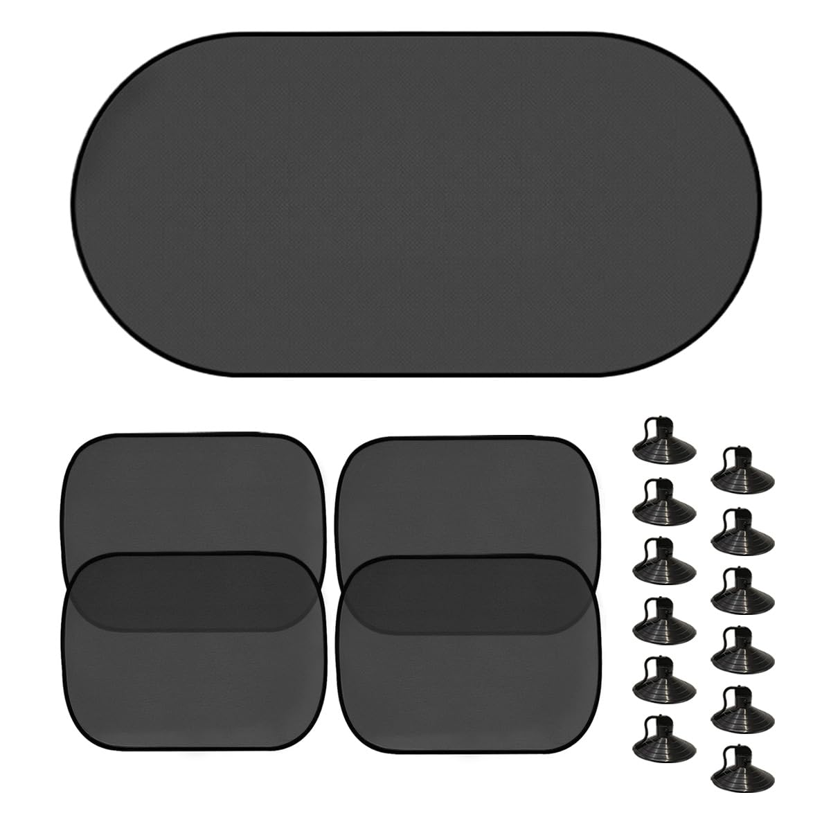 5 PCS Car Window Shade, 19"×39" Rear Window Sunshade Protector with 4 Side Window Shades, Foldable Sunlight Shield Blocks Sun, Glare and UV Rays, Universal Car Accessories