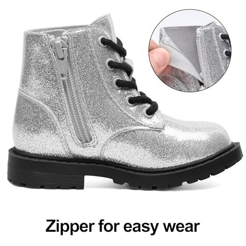 Girls Lace Up Combat Boots Waterproof Side Zipper Ankle Booties for Toddler/Little Kid/Big Kid2