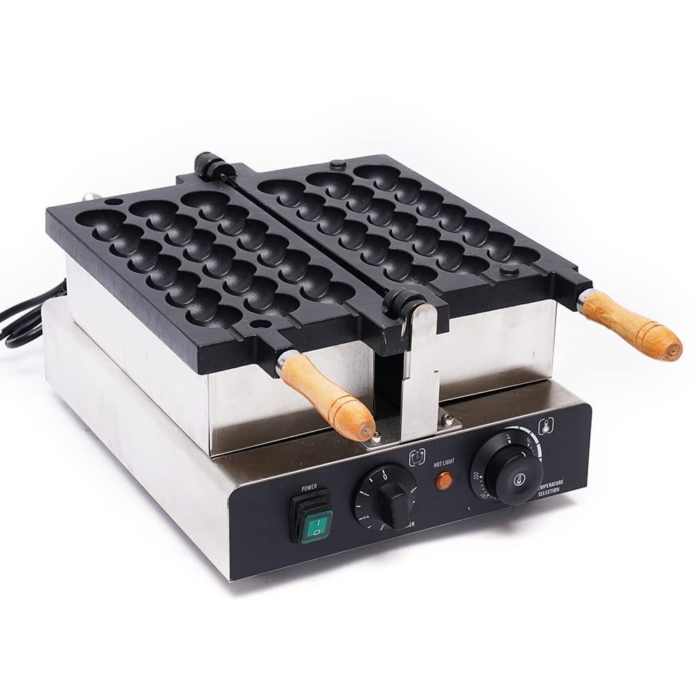 Commercial Bubble Skewer Waffle Ball Machine,110V 1600W Electric Rotating Waffle Bites Maker, Stainless Steel Nonstick Belgium Waffle Ball Stick Maker with Time&Temp Control