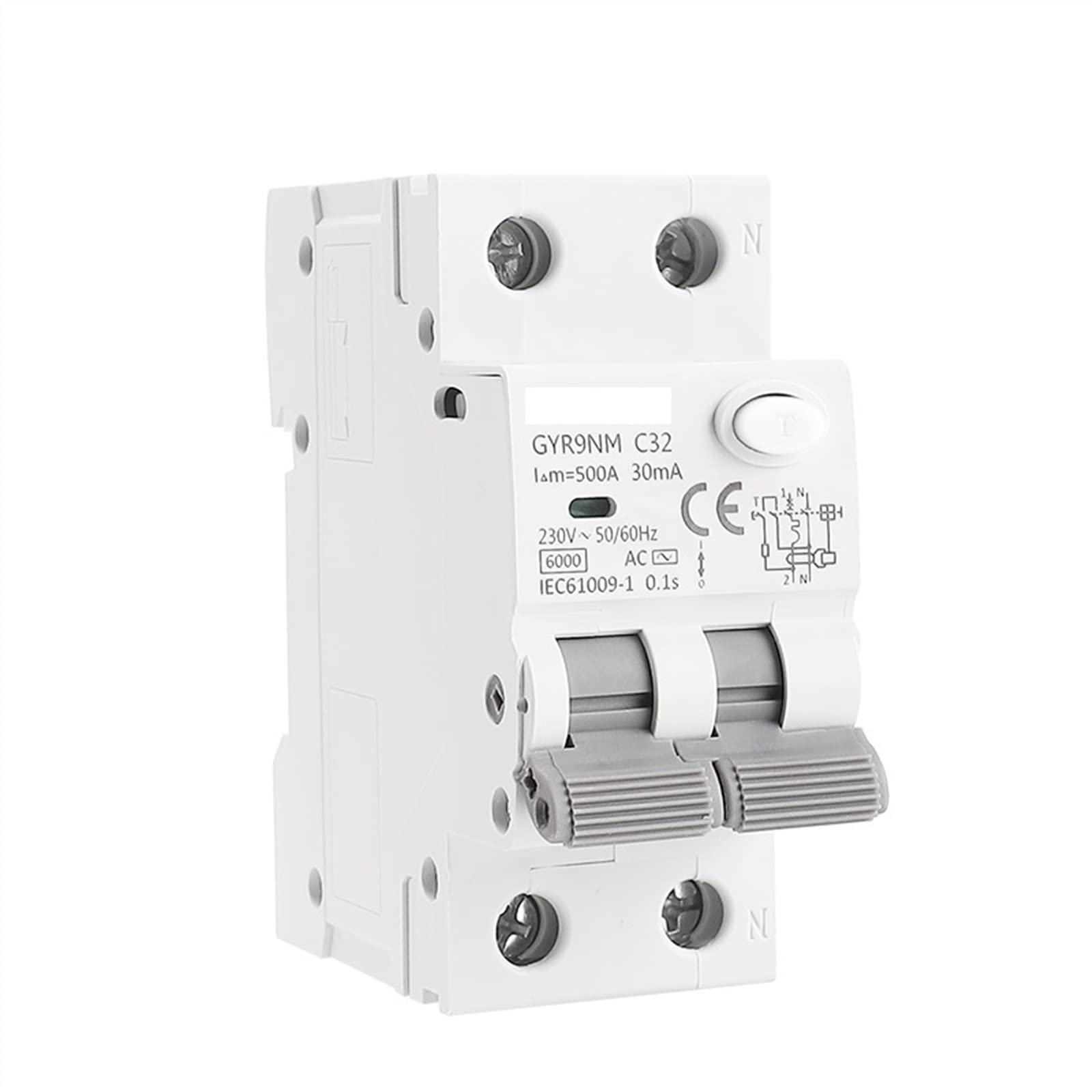 IEUMJNAT Circuit Breaker GYR9NM 230V RCBO 6KA MCB Residual Current with Overcurrent and Leakage Protection 1 0a 16a 25a 32a 40a(2p 25a)