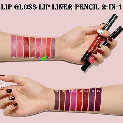 Lip Liner and Lipstick Set, Lip Gloss Lip Liner 2-in-1, Matte Liquid Lipstick Highly Pigmented Waterproof Lipgloss, Up to 12 Hour Wear, Non-Stick Cup Lip Gloss & Lip Line Pencil Set For Women - Image 6