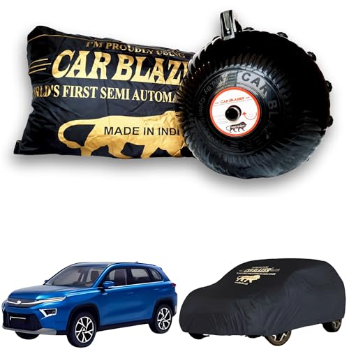 Image of CARBLAZER Portable & Semi-Automatic Full Body Car Covers: Heavy Duty| Anti-Theft| Dust & Scratch Proof | Water & Wind Resistant | Dual-Side Car Covers, Compatible for Toyota Urban Cruiser Hyryder