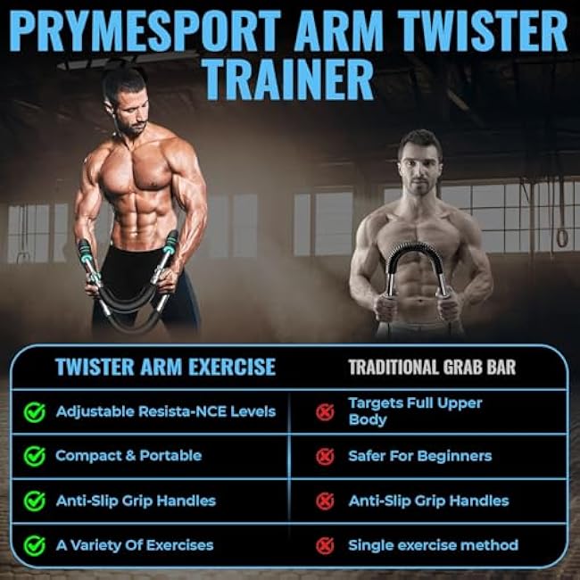 Twister Arm Trainer 40¨C100LB | Adjustable Resistance Levels | Heavy-Duty Chest & Arm Workout Equipment | Portable Power Bar with Detachable Design | Home Gym Fitness Tool for Men & Women