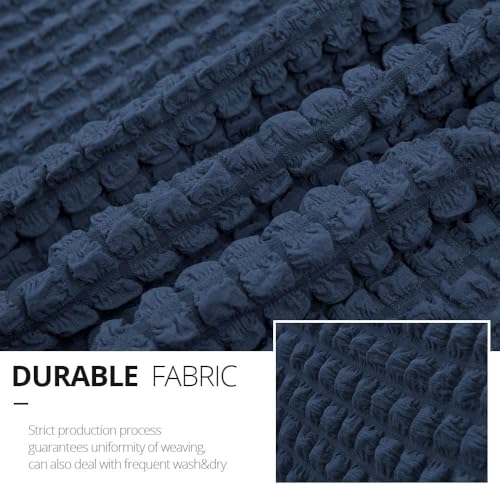 Image of Bails Sofa Cover 3 Seater Fully Covered | Turkish Elastic Sofa Cover | Sofa Cover 3Seater | Universal Elastic Bubble Fabric with Frill Sofa Protector Cover (Navy, 3 Seater)