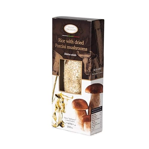 Italian Arborio Risotto Rice con Setas Porcini Secas Boletus Edulis y Especias, Risotto con Champiñones, Rico en Antioxidantes, Fibras (1 x 8.82 oz)