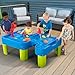 Simplay3 Big River and Roads Water Play Table, Outdoor Activity Table with Track Toys for Toddlers and Kids, 9 Accessories Included, Made in USA