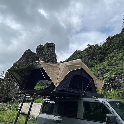 EZUNSTUCK Car Rooftop Tent, Lightweight Hard Shell Car Roof Tent, Waterproof and Breathable, Equipped with Telescopic Ladder & Moisture-Proof Mattress (Medium-Khaki) 2023 Version EZUNSTUCK Car Rooftop Tent, Lightweight Hard Shell Car Roof Tent, Waterproof and Breathable, Equipped with Telescopic Ladder & Moisture-Proof Mattress (Medium-Khaki) 2023 Version
