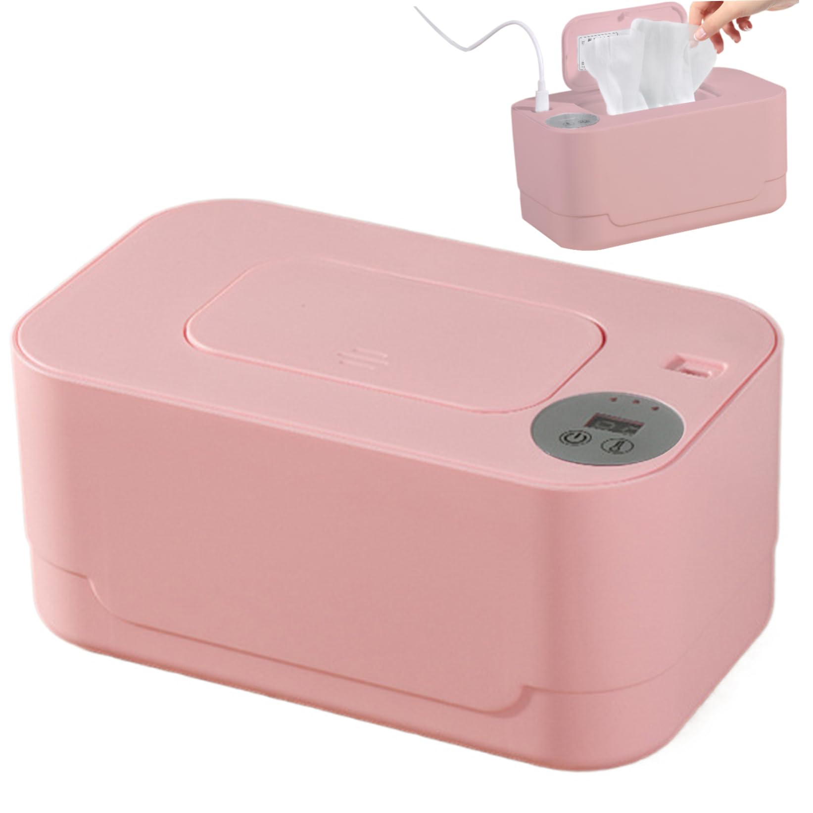 Wipe Warmer for Babies Thermostat Diaper Wipe Warmer 55? - 65? Adjustable Wipes Warmer with Light USB Heating Wet Wipes Warmer Large Capacity Wipe Holder for Baby Nursery,style2
