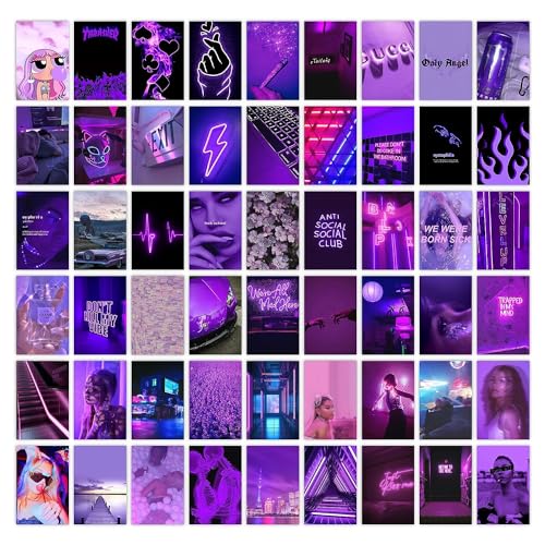 Image of SG Pack of 54 Purple Wall Collage Kit Posters - 4 x 6 Inches Posters for Wall Decoration - Wall Art For Bedroom, Office, Living room, Dorm room