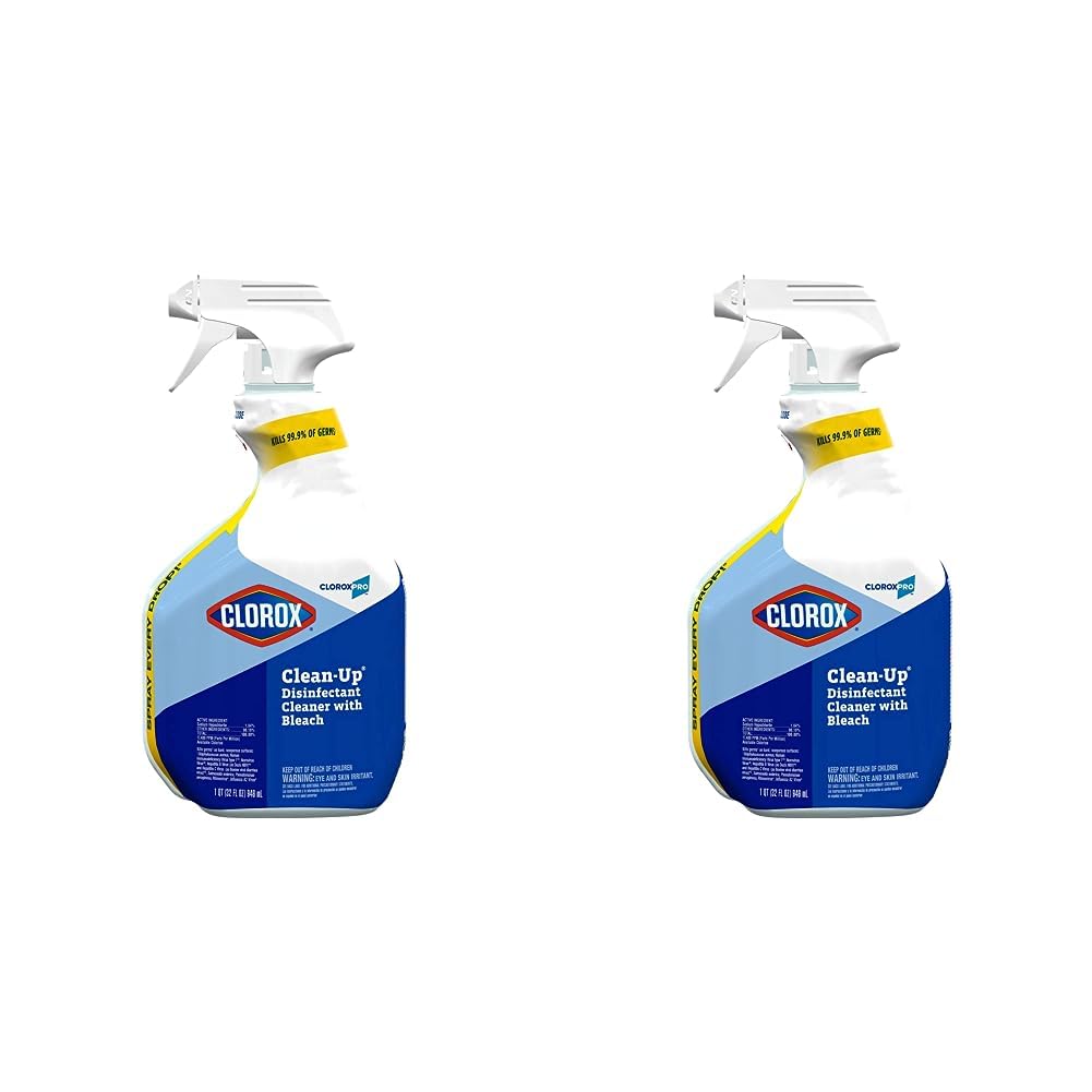CloroxPro Clorox Clean-Up Disinfectant Cleaner with Bleach Spray, Clorox Disinfecting Cleaning, Healthcare Cleaning and Industrial Cleaning, 32 Ounces (Package May Vary) - 35417 (Pack of 2)