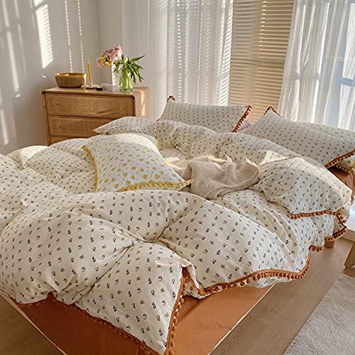 Housse de couette coton jaune floral pour une chambre lumineuse et cocooning Queen King