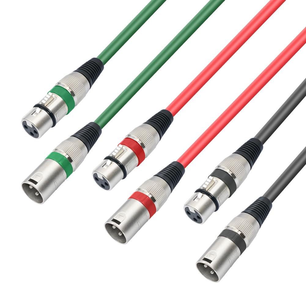 Paquete de 10 Cables de Micrófono XLR Macho A Hembra XLR de 3 Pies y 3, Cable XLR Balanceado para Mezclador de Micrófono, Estudio de Grabación