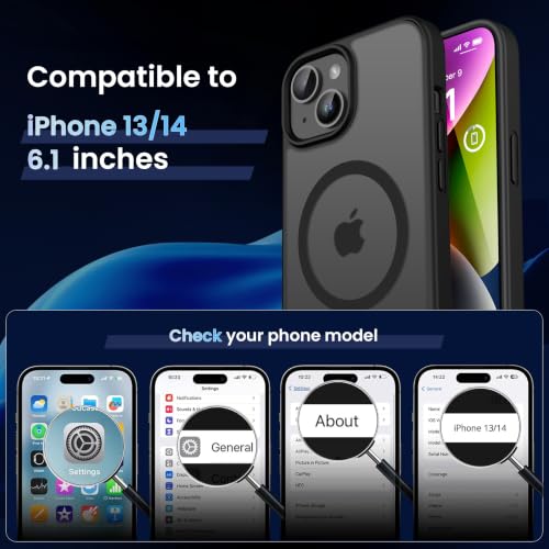 Image of CACOE Magnetic Case for iPhone 13 & iPhone 14 6.1 inch, Matte Black