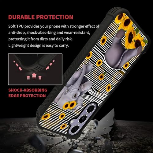 FKBRCL4U for Samsung Galaxy S24 S25 Case, Cute Little Elephant Sunflower White Line Art Pattern Graphic Design Girl Boy Soft Silicone Hard Acrylic Shock Protection for Samsung Galaxy S24 S25 - image 5