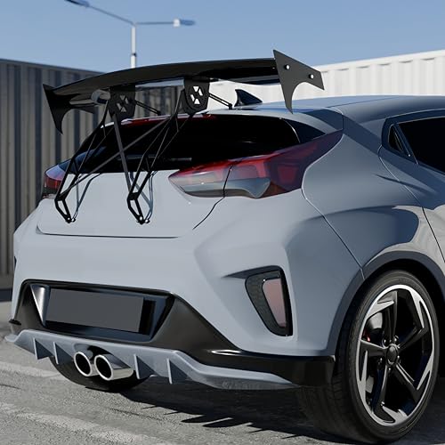 GT Spoiler Wing Compatible with Hyundai Veloster All Models All Years Rear Window Roof Racing Hatch Mount Adjustable Angle Gloss Black ABS Material