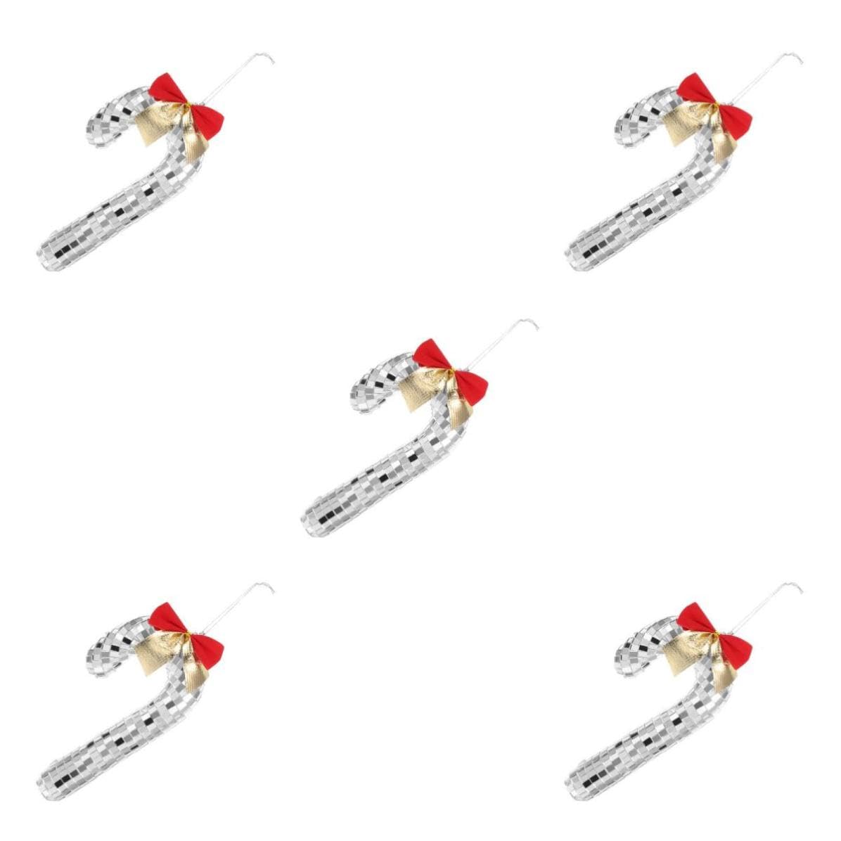 TOYANDONA 5 Stück Weihnachtsbaum Anhänger in Zuckerstangenform aus Glas | Hängender Schmuck mit Spiegeloberfläche, Elegant und Kreativ, für Christbaum, Dekorativ
